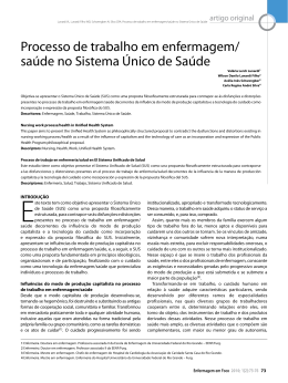 Processo de trabalho em enfermagem/ sa&uacute;de no Sistema