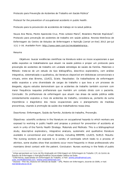 Protocolo para preven&ccedil;&atilde;o de acidentes de trabalho em sa&uacute;de p&uacute;blica