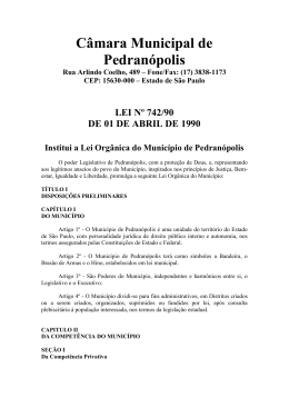 Lei Orgânica Municipal - Câmara Municipal de Pedranópolis