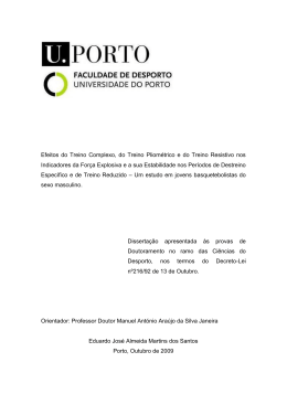 Efeitos do Treino Complexo, do Treino Pliom&eacute;trico e do Treino