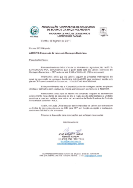 Express&atilde;o de valores de Contagem Bacteriana