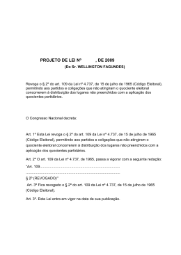 PROJETO DE LEI Nº , DE 2009