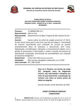 Leia a integra do voto - Tribunal de Contas do Estado de S&atilde;o Paulo