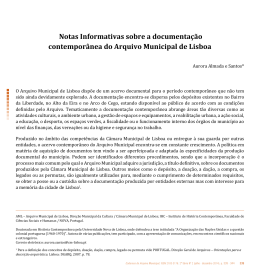 Notas Informativas sobre a documentação contemporânea do