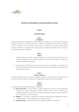 projecto de regulamento do mercado municipal de nisa