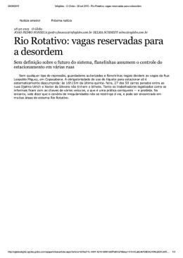 Rio Rotativo: Vagas reservadas para