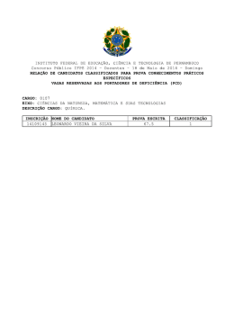 Classificados para as vagas reservadas a - CVEST