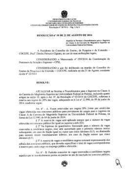 Atualiza as Normas e Procedimentos para o Ingresso na Classe A