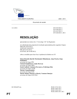 Resolu&ccedil;&atilde;o do Parlamento Europeu sobre diabetes