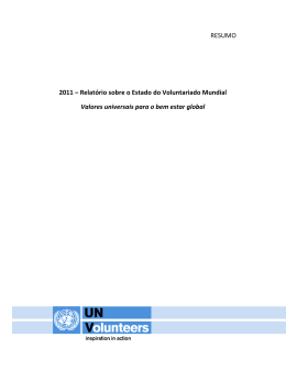 RESUMO 2011 – Relatório sobre o Estado do Voluntariado Mundial