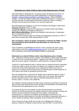 Declaração aos Líderes Políticos sobre nossa