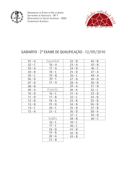 GABARITO . 2º exAme de quAlIfIcAçãO . 12/09/2010