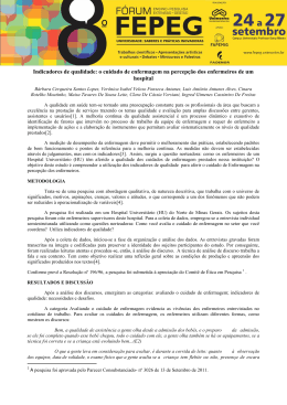 Indicadores de qualidade: o cuidado de enfermagem