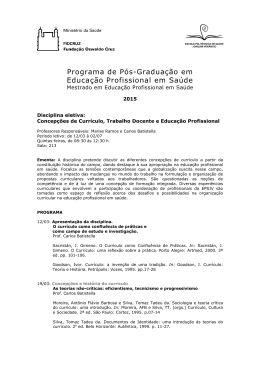 Programa de P&oacute;s-Gradua&ccedil;&atilde;o em Educa&ccedil;&atilde;o Profissional em Sa&uacute;de
