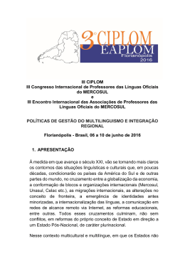 III CIPLOM III Congresso Internacional de Professores das
