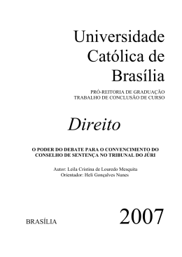 I - TRIBUNAL DO J&Uacute;RI - Universidade Cat&oacute;lica de Bras&iacute;lia