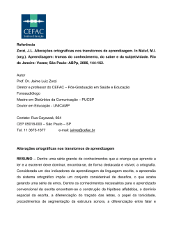 Altera&ccedil;&otilde;es ortogr&aacute;ficas nos transtornos de aprendizagem