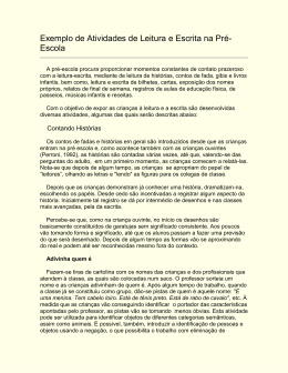 Exemplo de Atividades de Leitura e Escrita na Pr&eacute;-Escola