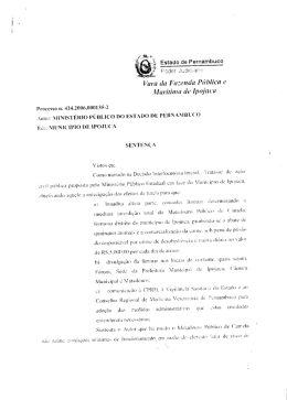 Senten&ccedil;a 424.2006.000135-2 Vara da Fazenda P&uacute;blica de Ipojuca