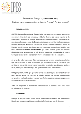 Portugal e a Energia - (1º documento IPES) Portugal: uma postura
