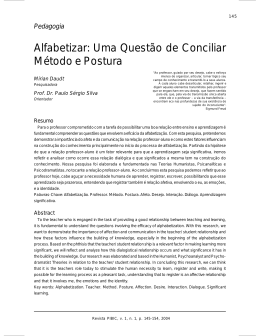 Alfabetizar: Uma Quest&atilde;o de Conciliar M&eacute;todo e Postura