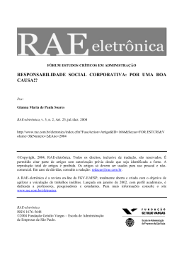 responsabilidade social corporativa: por uma boa causa!?