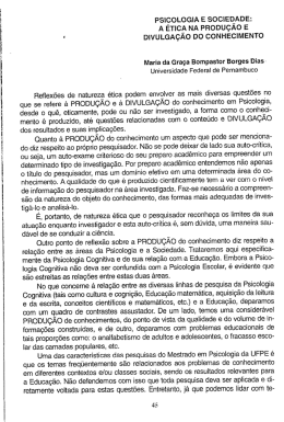 PSICOLOGIA E SOCIEDADE: A ETICi&Acirc; NA PRODU&Ccedil;AO E