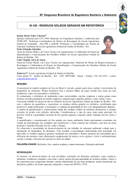 Res&iacute;duos s&oacute;lidos gerados em refeit&oacute;rios