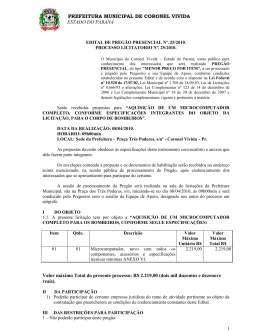 PREFEITURA MUNICIPAL DE CORONEL VIVIDA ESTADO DO