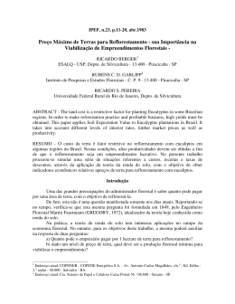Pre&ccedil;o M&aacute;ximo de Terras para Reflorestamento