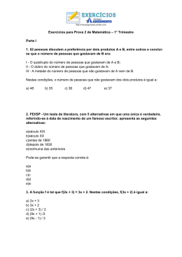 Exercícios para Prova 2 de Matemática – 1° Trimestre Parte