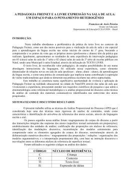 a pedagogia freinet e a livre express&atilde;o na sala de aula: um