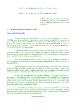 N&iacute;veis de Tens&atilde;o do Fornecimento