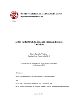 Gest&atilde;o Sustent&aacute;vel da &Aacute;gua em Empreendimentos Tur&iacute;sticos