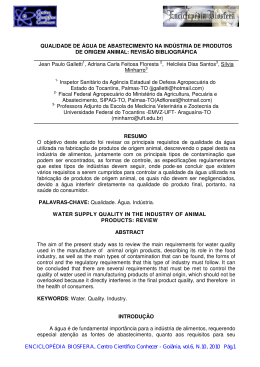 qualidade de &aacute;gua de abastecimento na ind&uacute;stria de produtos de