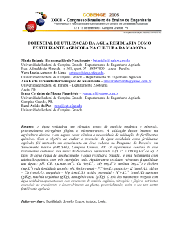 potencial de utiliza&ccedil;&atilde;o da &aacute;gua residu&aacute;ria como
