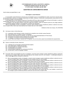 Provas - Universidade Estadual de Ponta Grossa