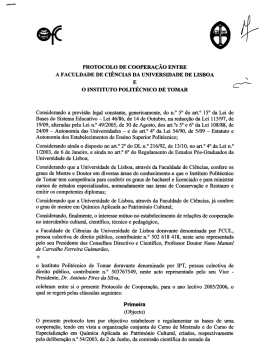 protocolo de cooperação entre a faculdade de ciências da