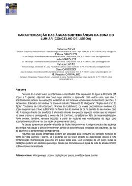caracteriza&ccedil;&atilde;o das &aacute;guas subterr&acirc;neas da zona do lumiar