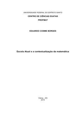 Escola Atual e a contextualiza&ccedil;&atilde;o da matem&aacute;tica