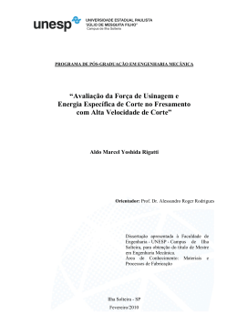 &ldquo;Avalia&ccedil;&atilde;o da For&ccedil;a de Usinagem e Energia Espec&iacute;fica de Corte no