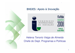 BNDES: Apoio à Inovação Helena Tenorio Veiga de Almeida Chefe