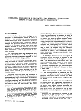 PSICOLOGIA EDUCACIONAL E EDUCA&Ccedil;&Atilde;O: UMA RELA&Ccedil;&Atilde;O