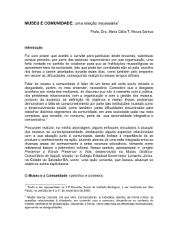MUSEU E COMUNIDADE: uma rela&ccedil;&atilde;o necess&aacute;ria