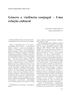 G&eacute;nero e viol&ecirc;ncia conjugal &ndash; Uma rela&ccedil;&atilde;o cultural