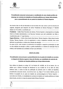 Procedimento concursal comum para a constituição de uma relação