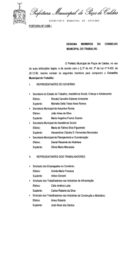 PORTARIA N° 3.888 l DESIGNA MEMBROS DO MUNICIPAL DO