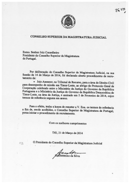 Termos de Refer&ecirc;ncia - ao Conselho Superior da Magistratura