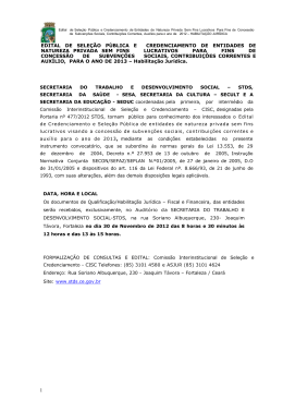 Edital de Sele&ccedil;&atilde;o P&uacute;blica e Credenciamento de - STDS
