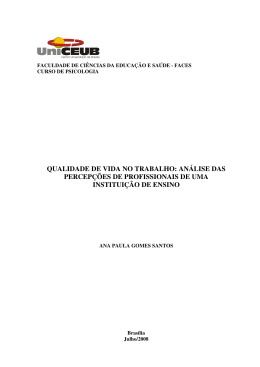 QUALIDADE DE VIDA NO TRABALHO: ANÁLISE DAS